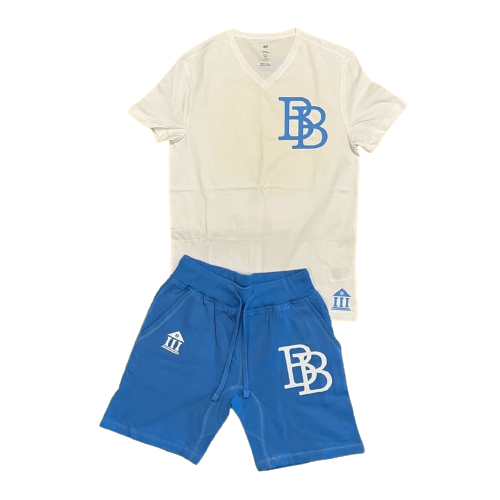 White and Blue Short Set